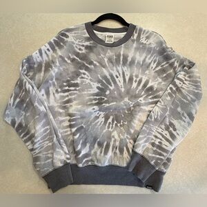 PINK Victoria's Secret Gray and White Tie-Dye Sweatshirt